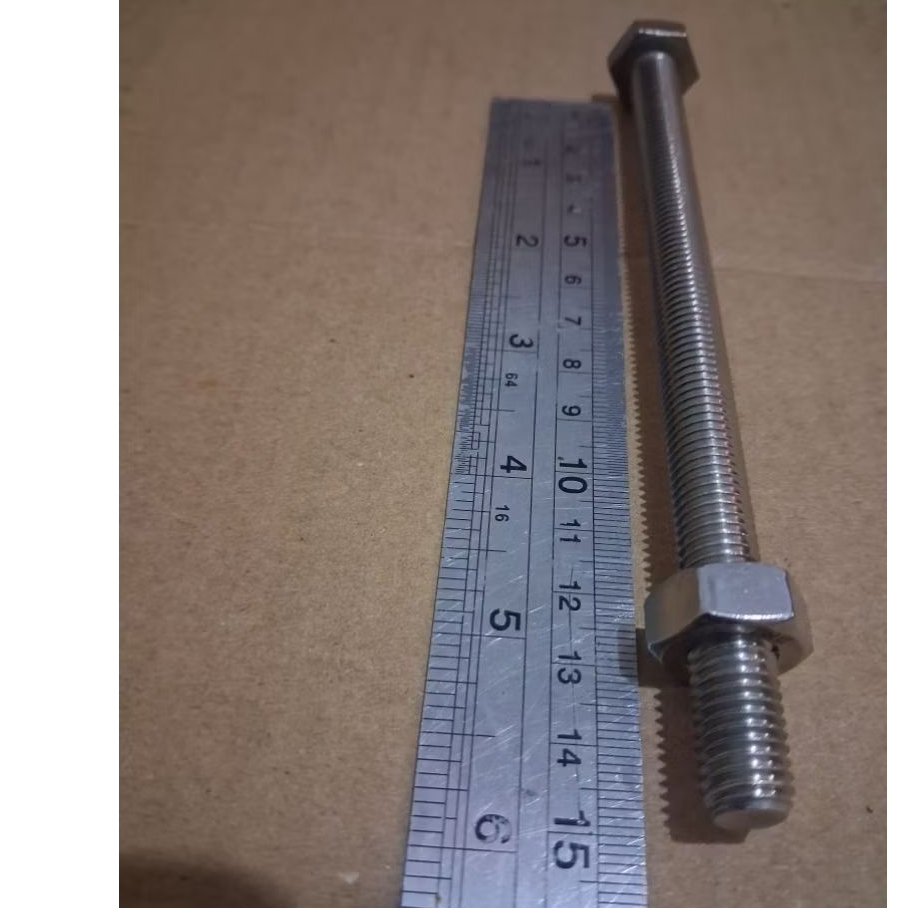 Baut mur stainless m8x150 kunci 13 Baut 12 panjang 15cm merek THE A2-70