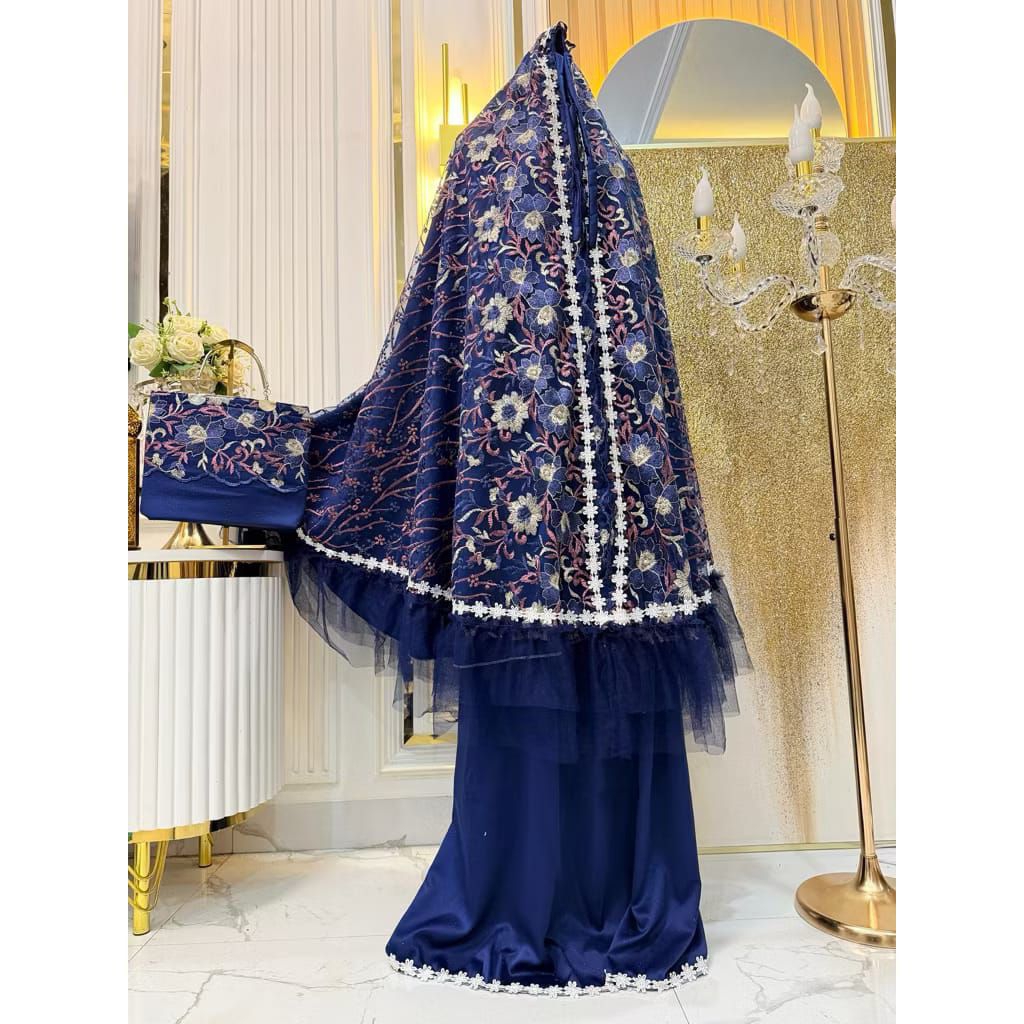 Mukena Brokat Premium || mukena dewasa brokat premium mix renda tile
