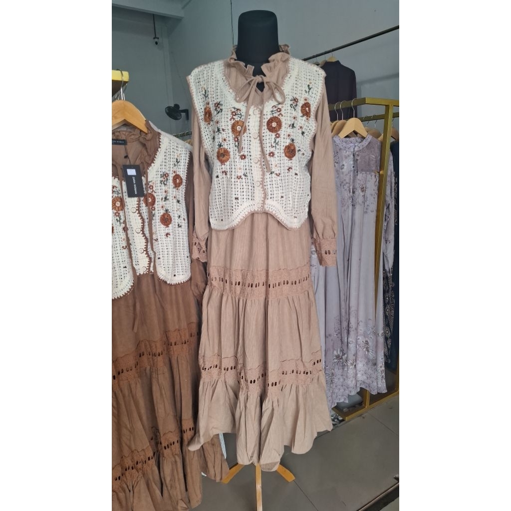 Gamis Dress Remaja Outer Rajut