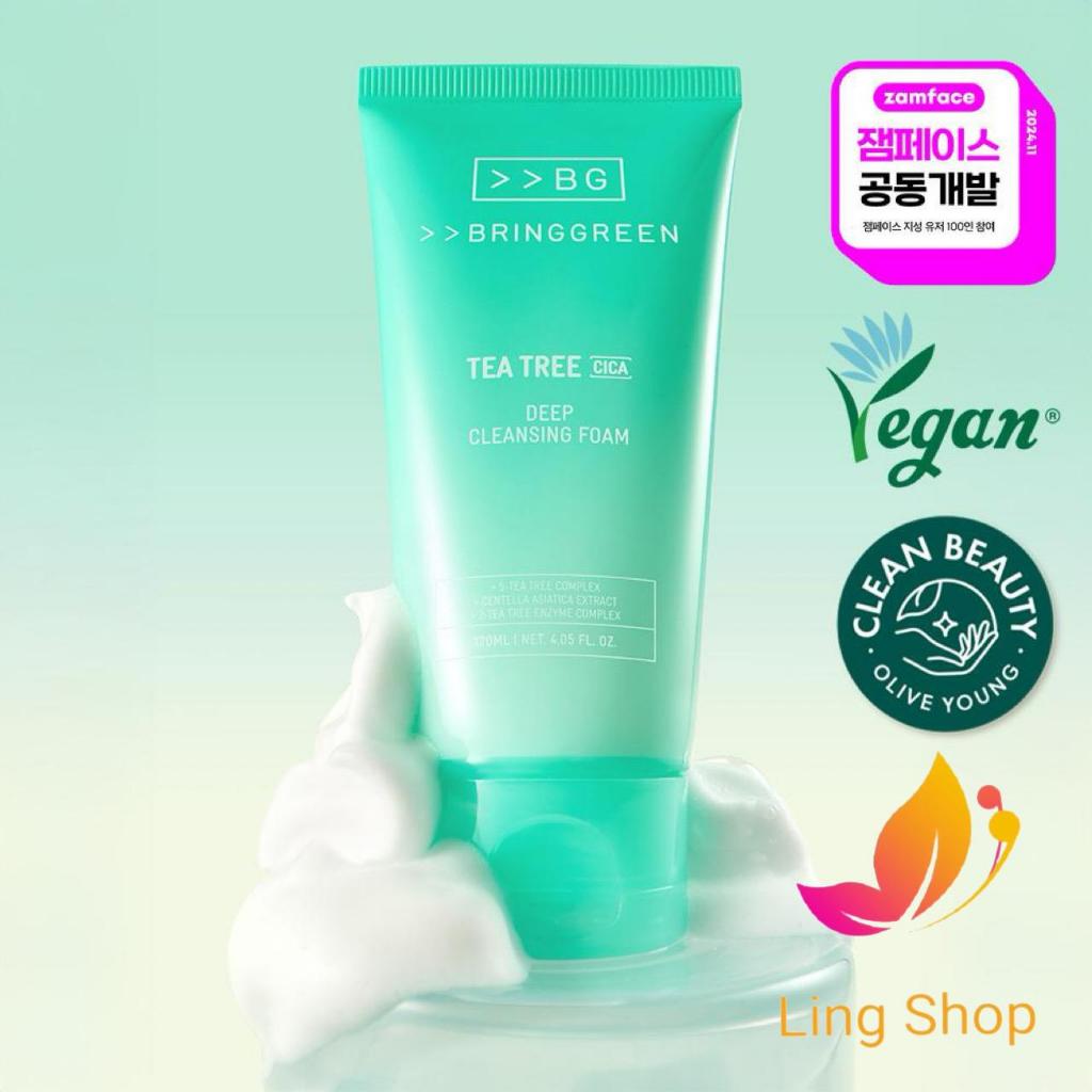 [READY STOCK] BRING GREEN Tea Tree Cica Deep Cleansing Foam 120mL