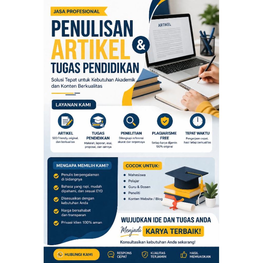 JASA PENULISAN ARTIKEL & TUGAS PENDIDIKAN – PROFESIONAL & BERKUALITAS