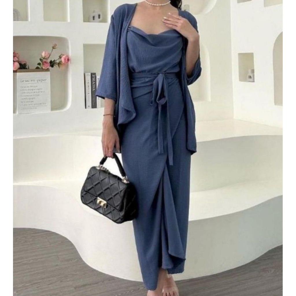 Set Rok Lilit - One set 3in1 - Outer Tanktop Rok Lilit -One Set Wanita Kekinian