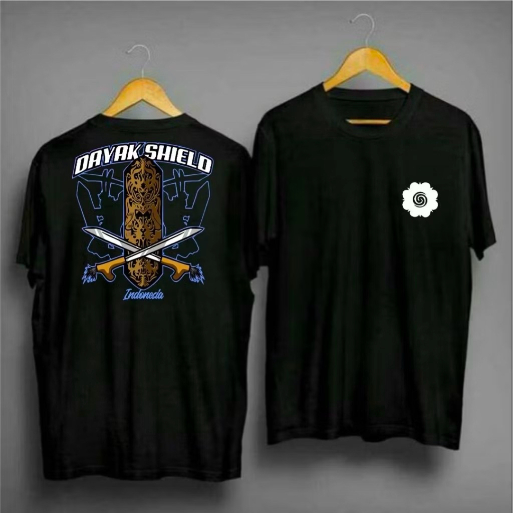 Kaos Dayak Shield Indonesia Corak Biru Coklat