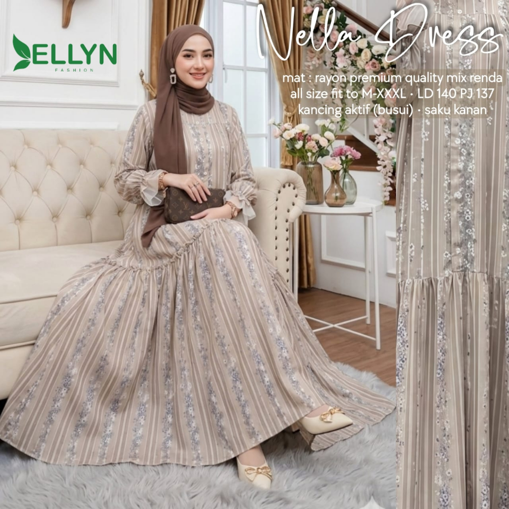 Gamis Lebaran Wanita Terbaru 2026 Baju Pengajian Ibu Pernikahan Set Gamiss Hijab Dres Brokat Muslima