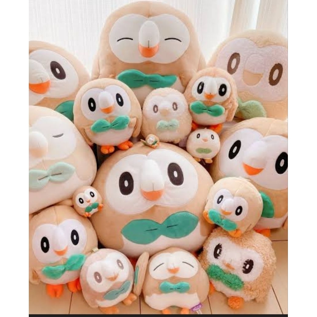 Pokemon center original karakter mokuroh mokuro rowlet game tcg plush boneka maianan toy