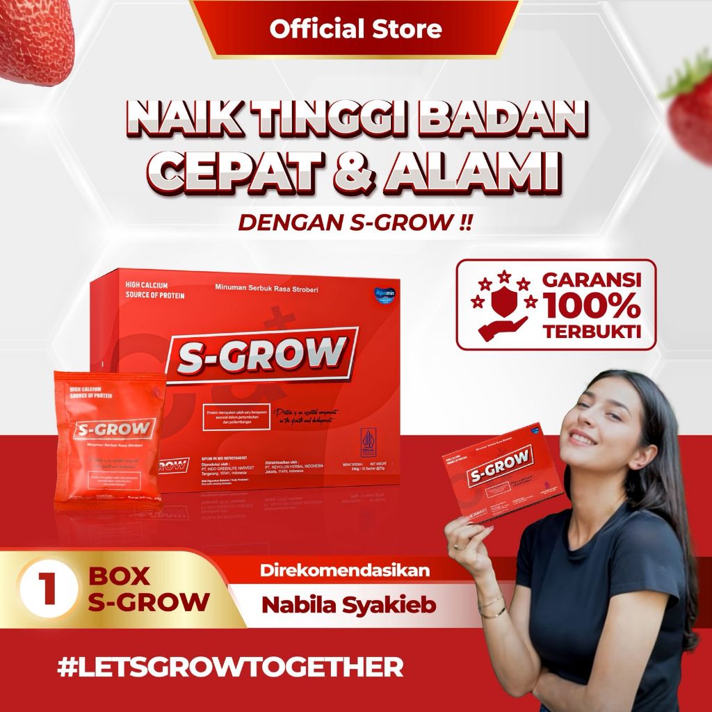 [HARGA SPESIAL] S-GROW – Vitamin Peninggi Badan Terbaik untuk Remaja dan Dewasa | Varian Strawberry