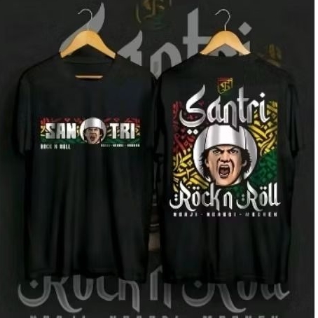 Koas T-shirt _SANTRI ROCK N ROLL _ Unisex Kaos Distro Peria/ Wanita Kekinian Viral