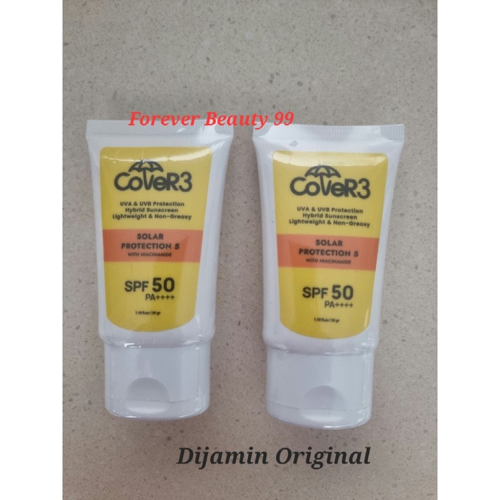 Cover 3 Solar Protection 5 Niacinamide 35 gr (ukuran besar) - sunblock cream SPF 50 - krim tabir sur