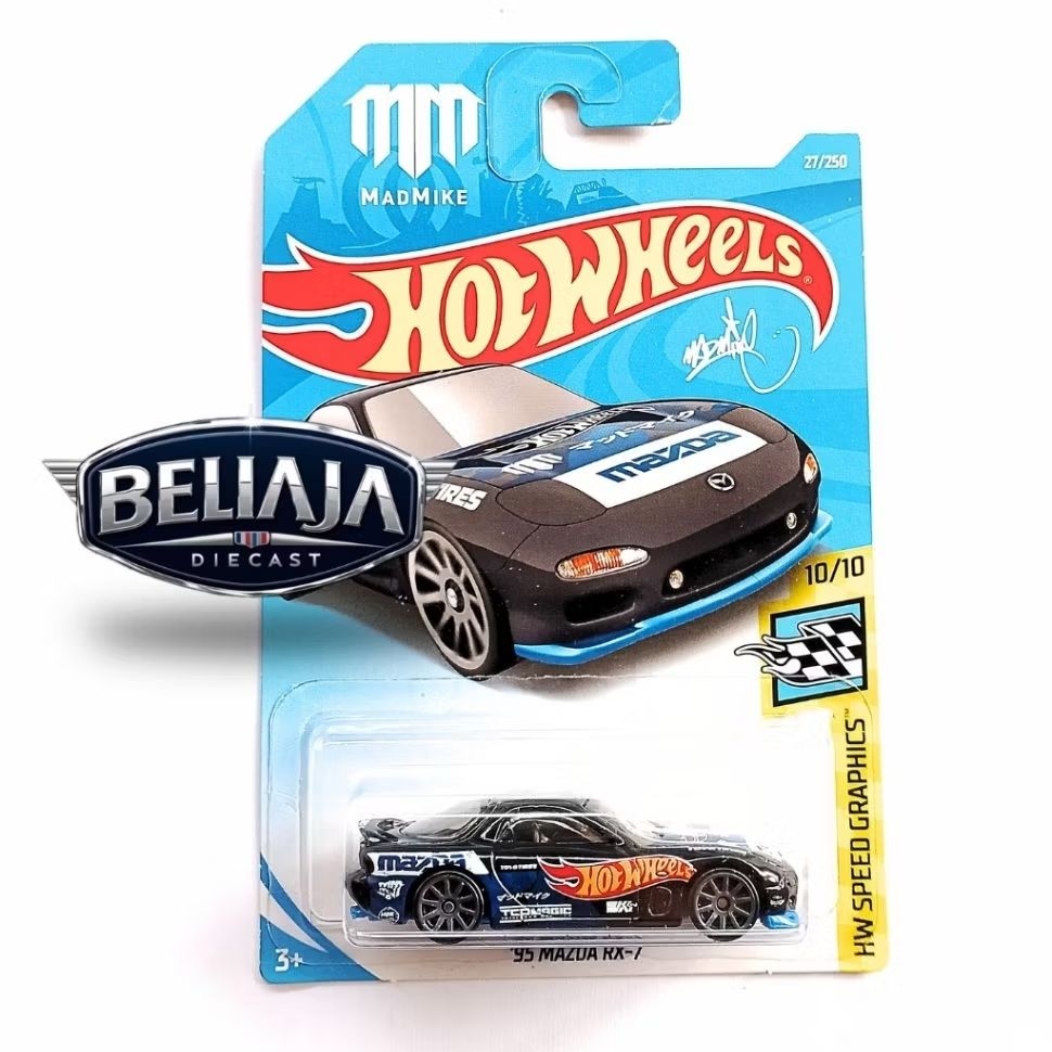 HOT WHEELS 95 MAZDA RX-7 BLACK HW SPEED GRAPHICS