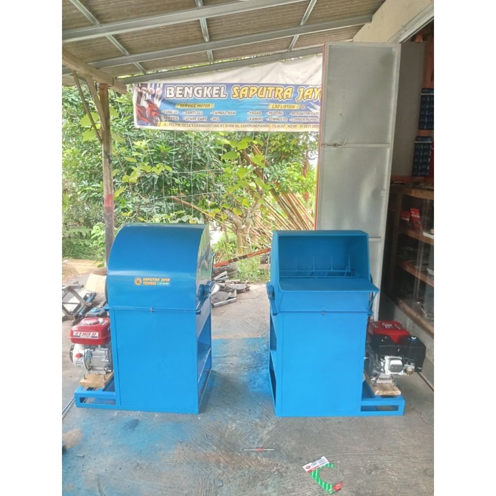 perontok padi, mesin perontok padi minimalis, mesin panen padi ringan bersih
