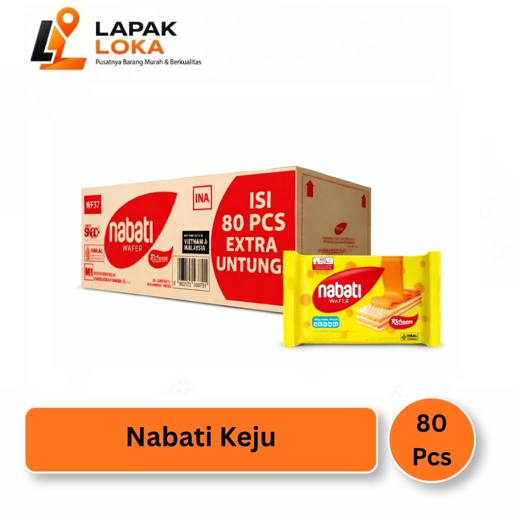 1 Dus (80 Pcs) Wafer Nabati Richeese 37gr – Nabati Keju Lezat