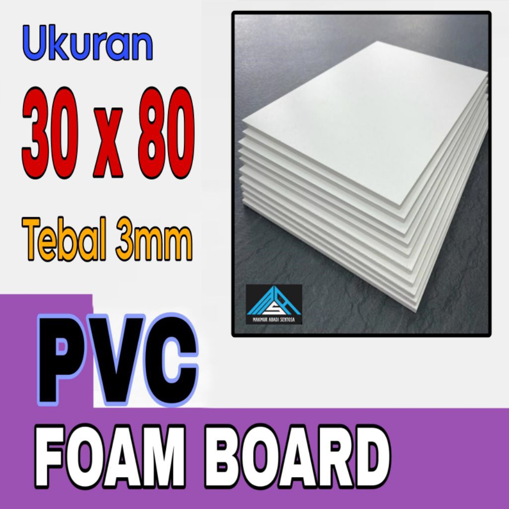PVC FOAM BOARD/ PVC BOARD Warna Putih - Ukuran  30 x 80 Cm, Tebal 3mm