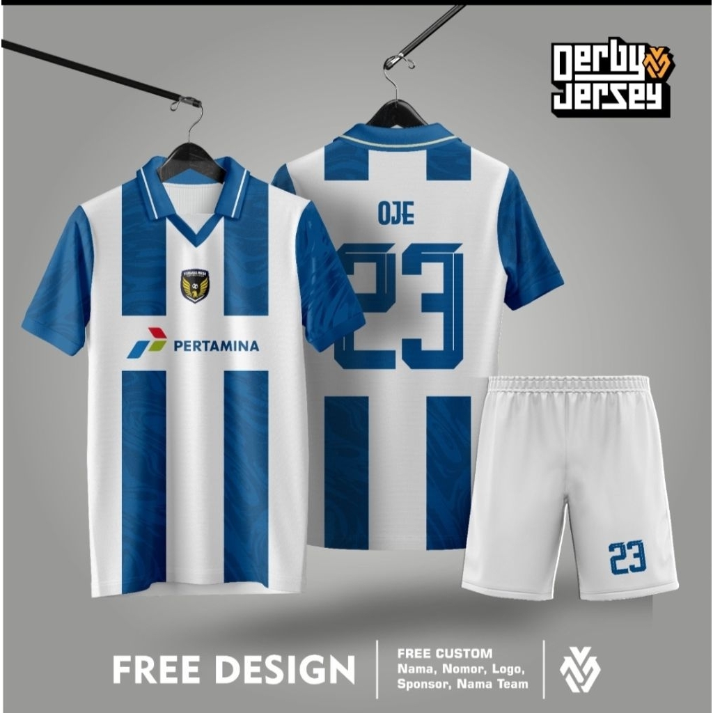 Jersey Murah Kombinasi Biru putih Printing Custom Jersey Futsal Jersey Sepakbola