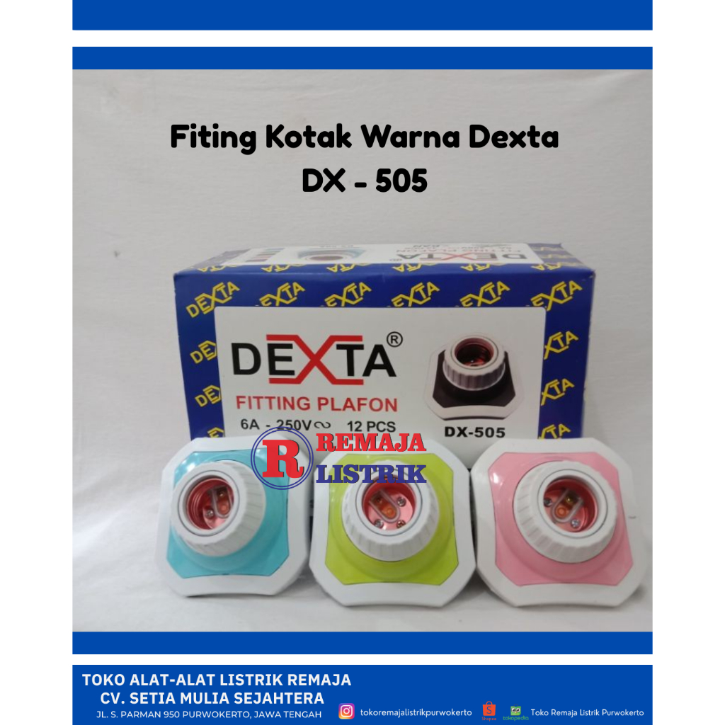Fiting Lampu Plafon Kotak Warna  / Fiting Plafon Hias Warna Kotak DEXTA DX - 505