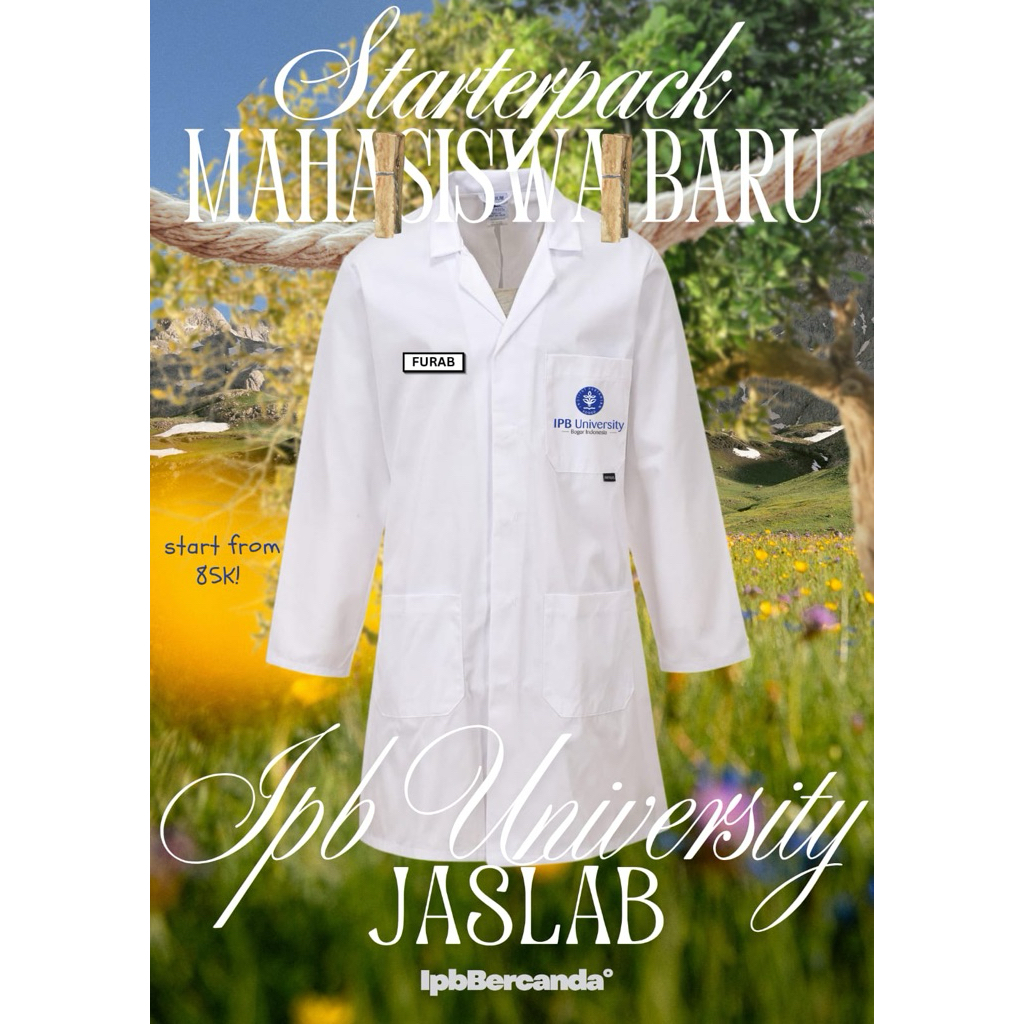 Jas laboratrium / Lab IPB Tanpa Karet ukuran bervariasi bahan oxford