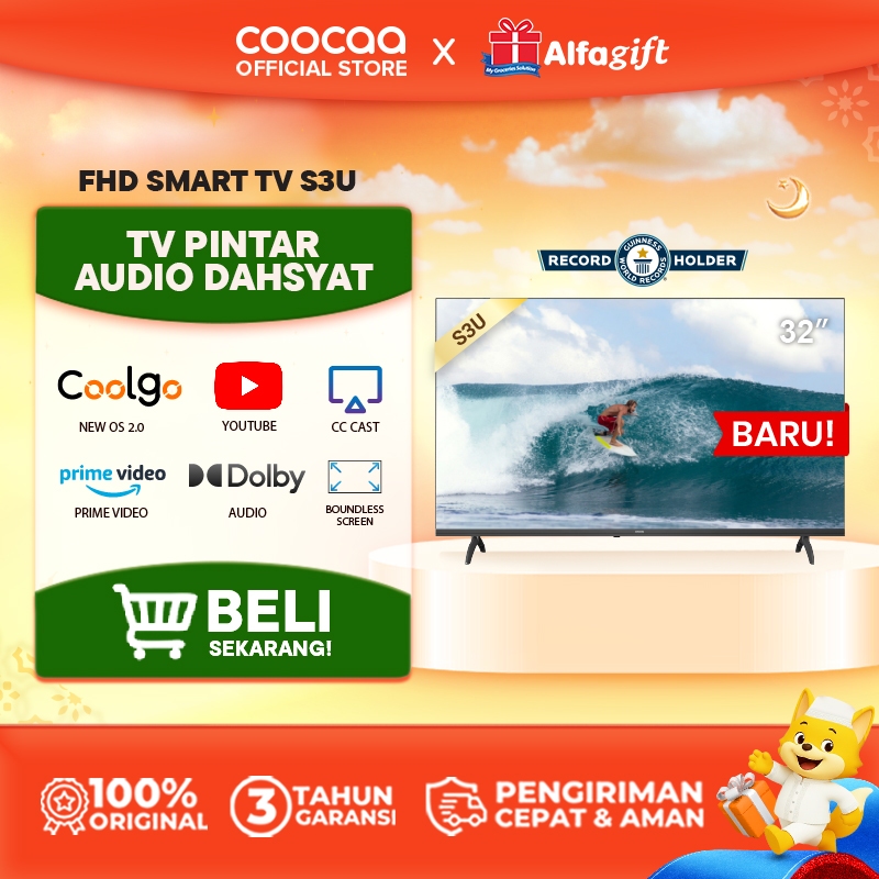 COOCAA 32 inch S3U Smart TV - Digital TV - Dolby Audio - Youtube - Mirroring -  Flick Free - Boundle