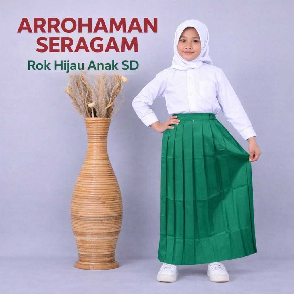 Rok SD Famatex pinggang karet warna Hijau