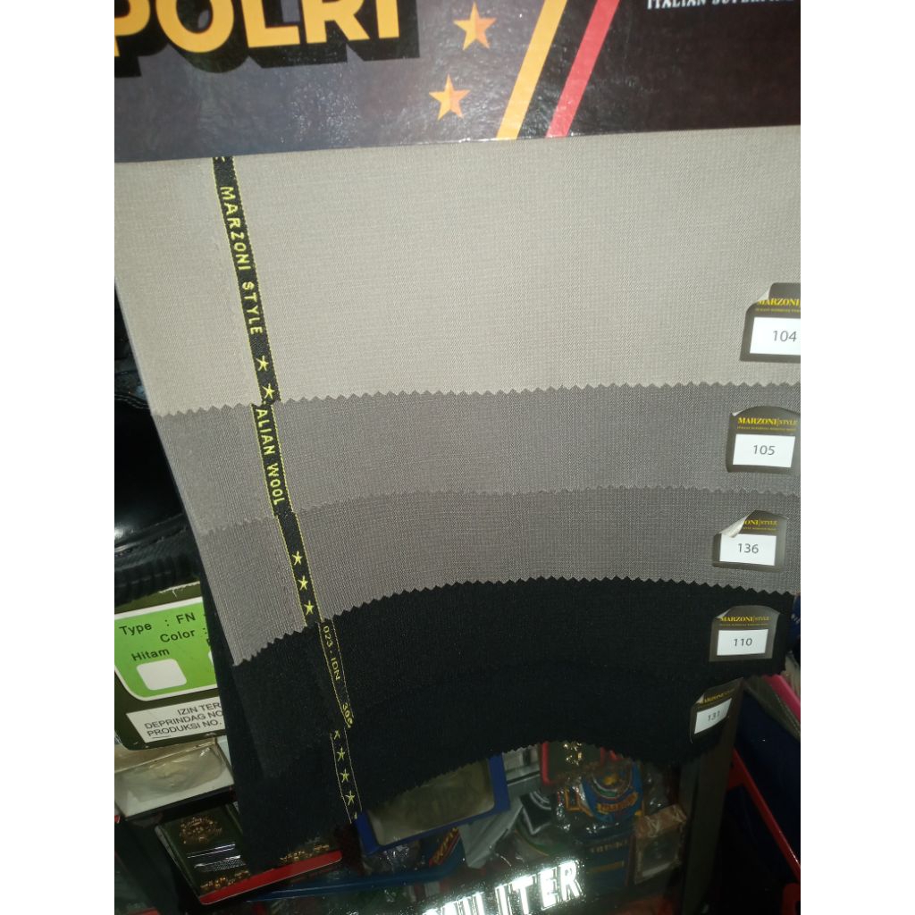 bahan semi wool kain lembut bermotif pasir untuk seragam polri coklat