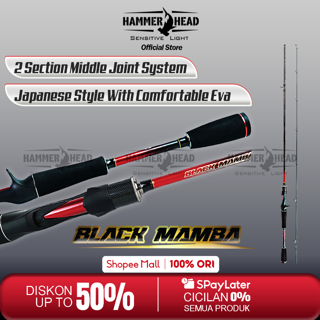 HAMMER HEAD Joran Pancing Baitcasting BLACK MAMBA Pro Series 180cm - 210cm X30 Carbon Blank Construc