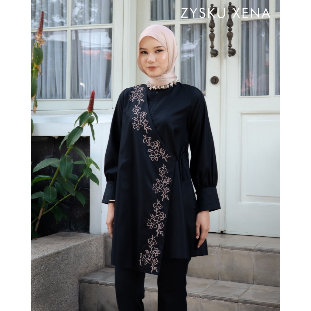 Zysku Xena | Mirae Tunic - 3 Warna | Sarimbit Polos Bordir Atasan Busui Friendly