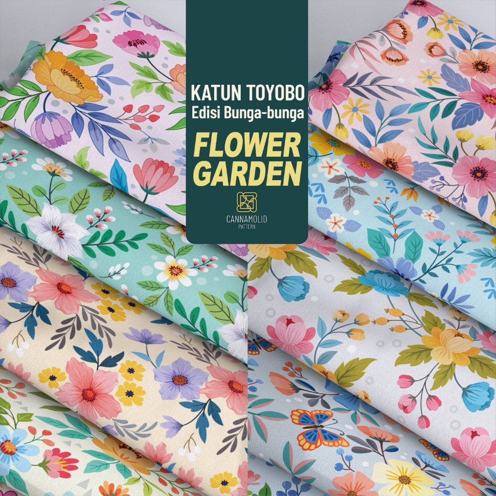 Kain Toyobo Motif BUNGA Colorful Floral Aesthetic| Lebar 145cm | FLOWER GARDEN