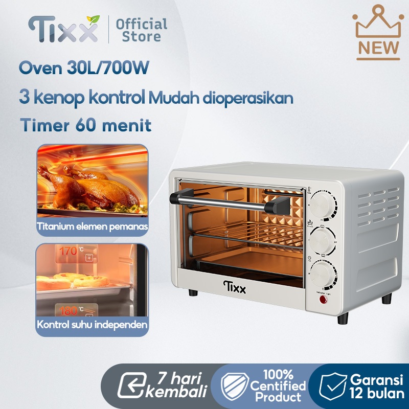Tixx Oven Listrik Low Watt 600 Watt Kapasitas 15L/30L Pemanggang Roti Breakfast Maker Oven Serbaguna