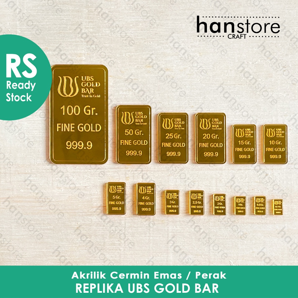 RS Replika UBS 50 gr - 100 gr logam Mulia Emas untuk mahar / UBS Desain Lama / UBS GOLD BAR / Dekora