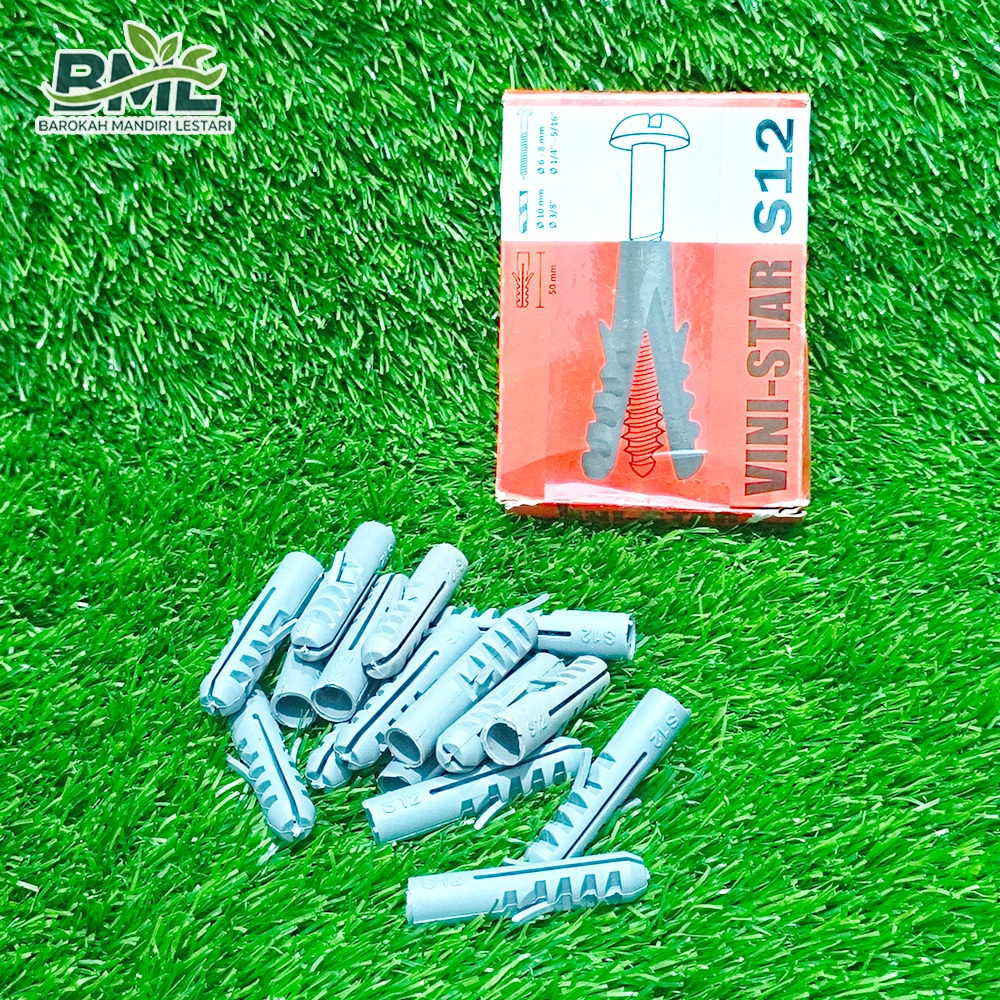 (PER KOTAK) FISHER PLASTIK UKURAN LENGKAP S12 / WALLPLUG PENGUNCI SEKRUP DINDING S12 / VISER S12 / R