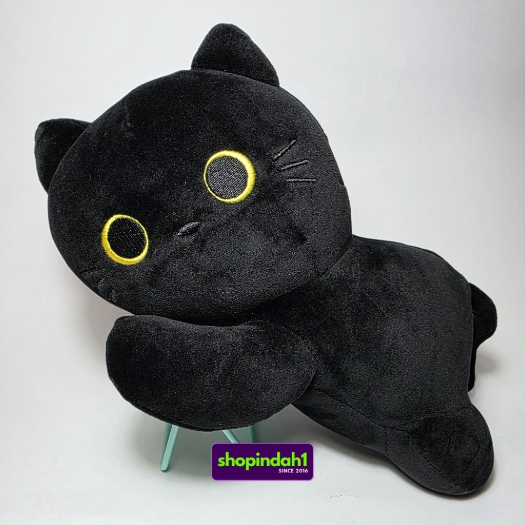 O.O MEOW MR DIY [8963576] Black cat plush toy 30cm new tag - Boneka kucing hitam bulu lembut