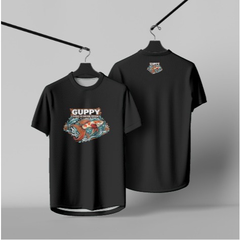 KAOS DISTRO COMBED 24S FISH SERIES GUPPY ALBINO KOI RED EAR RIBBON BERKUALITAS