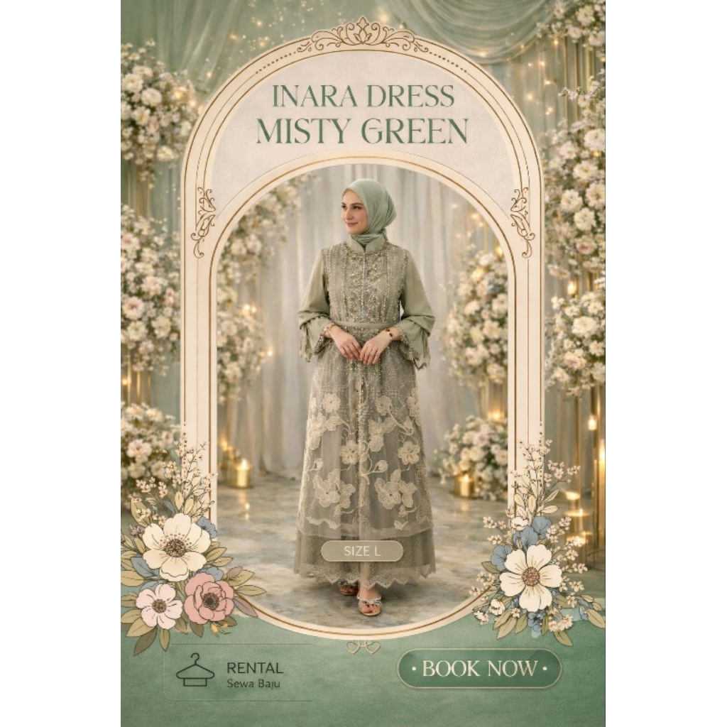 HANYA PENYEWAAN Inara dress misty green by SARAH THE LABEL