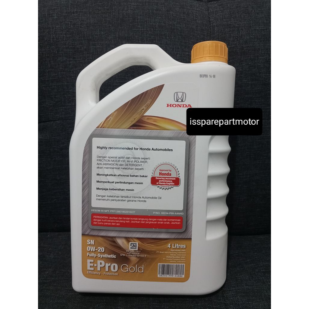 Oli Mesin Mobil Honda Epro Gold Sn 0w-20, original 100%