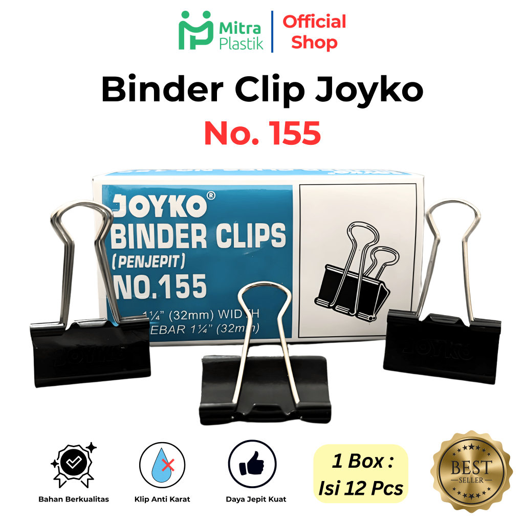 Binder Clips Joyko Binder Clips No 155 Penjepit Kertas Paper Clip Besar Paper Clip Hitam