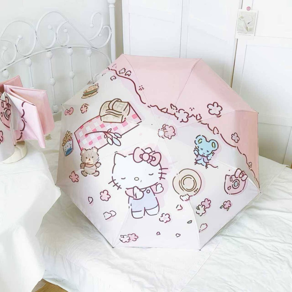 [PREORDER] Payung Lipat Hello Kitty Otomatis – Umbrella Pink Anti UV