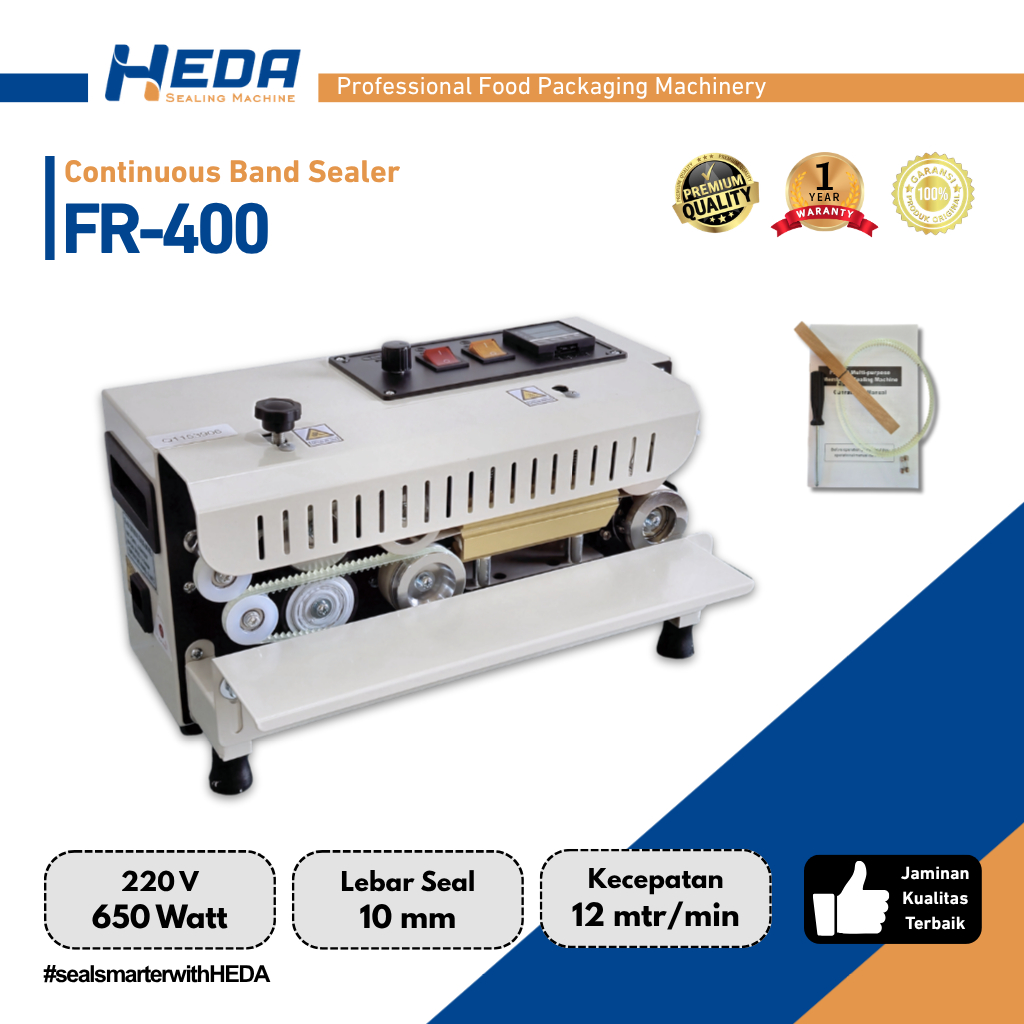 Heda Mesin sealer otomatis ( Continuous band sealer ) Perekat plastik / FR-400