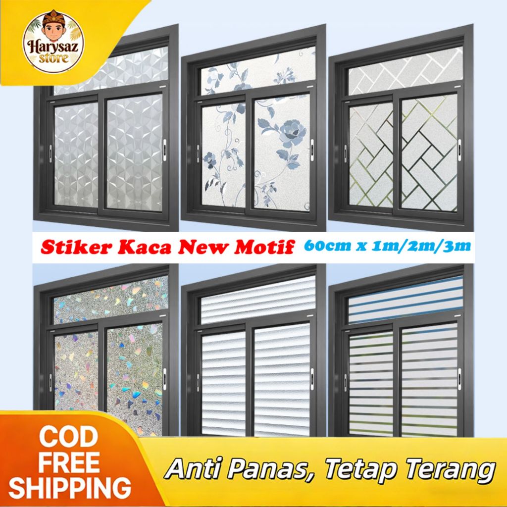 45CM 60CM Stiker Kaca Jendela Sticker Kaca Kamar Mandi Dapur Lebar