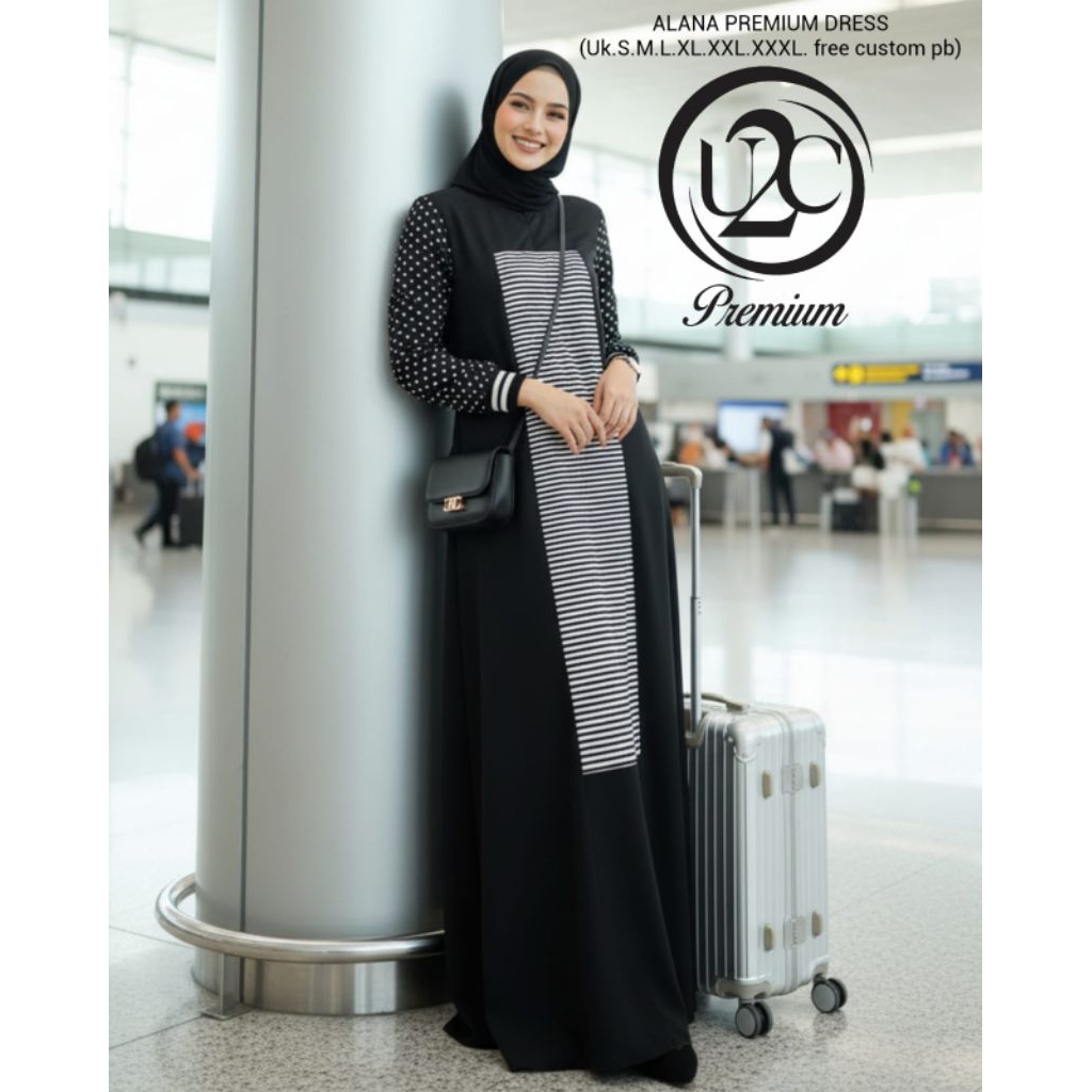 gamis dress premium alana original u2c casual santai jalan real pict