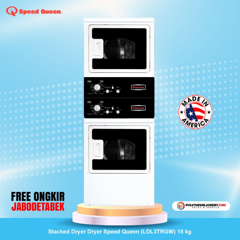 Speed Queen Set Stack Dryer Dryer Mesin Pengering Gas 15kg & Mesin Pengering Gas 15kg Heavy Duty SQD