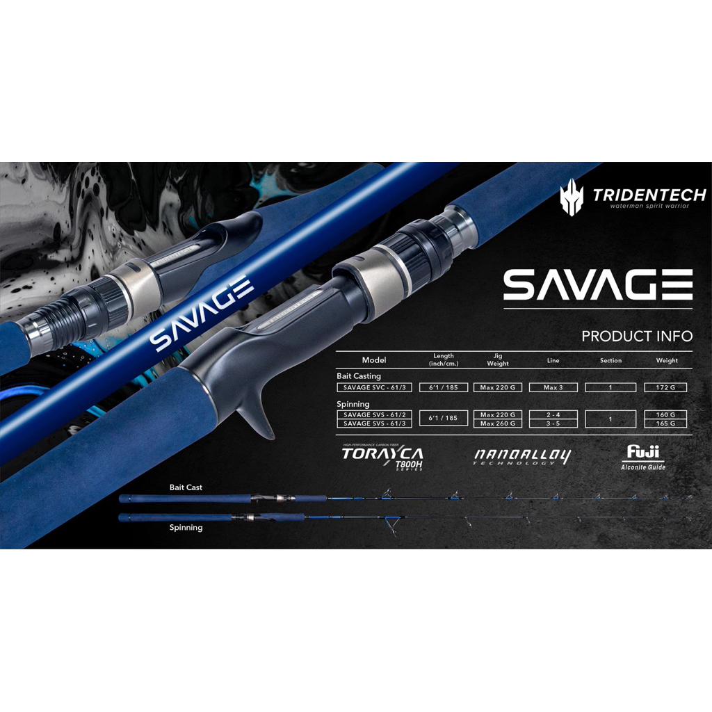 Joran Light Jigging Tridentech Savage | Overhead | Spinning | Free Buff Tridentech
