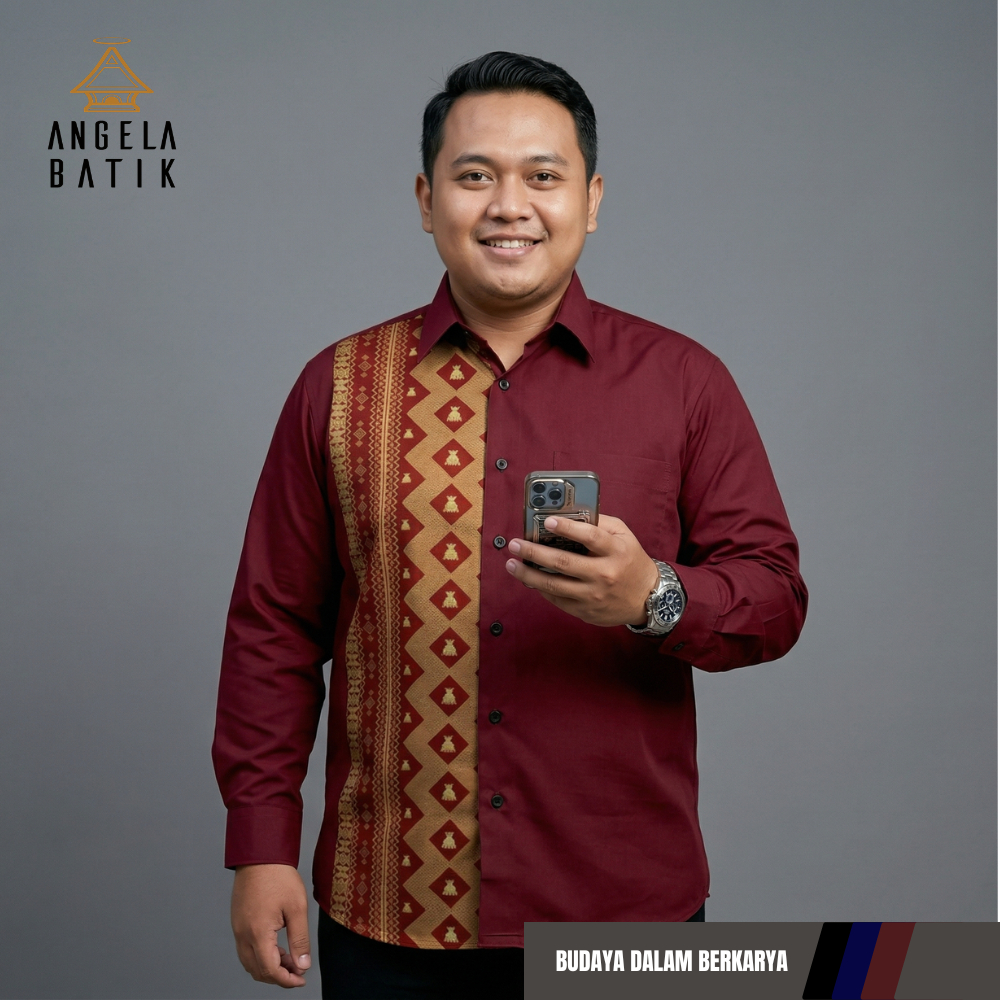 Angela Batik Batak | Batik Batak Pria | Batik Pria Lengan Pendek & Panjang Motif Karo & Ulos BK1
