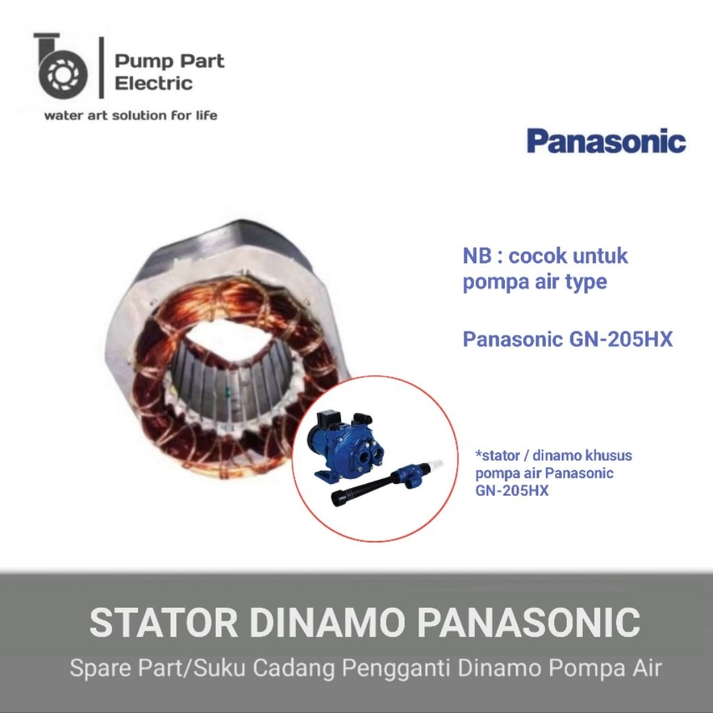 Sparepart Stator / GULUNGAN Dinamo Pompa Air Panasonic GN-205HX | Original & Berkualitas
