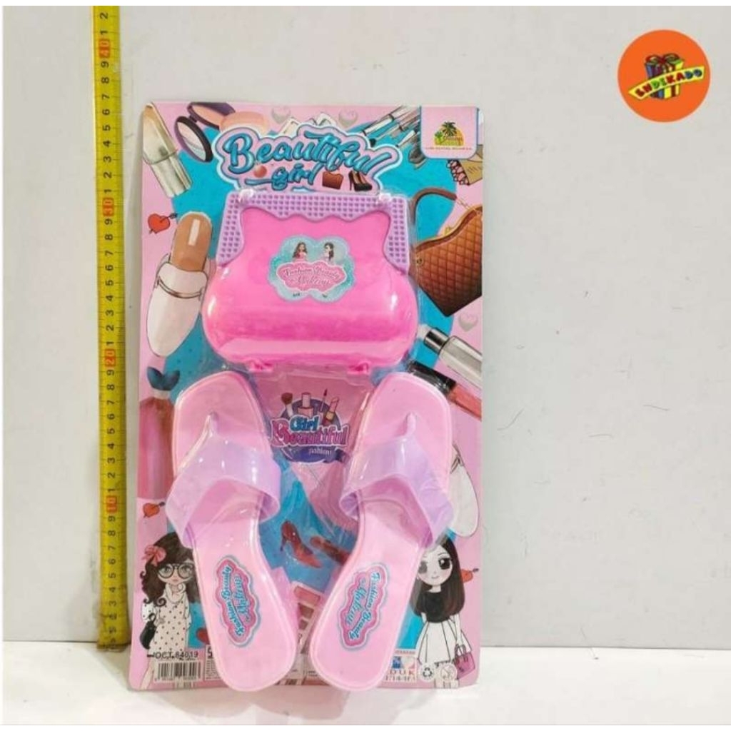 Set Mainan Kecantikan Anak Beautiful Girl Koleksi Sandal Kristal & Tas Pesta Mini (Seri OCT 84019)