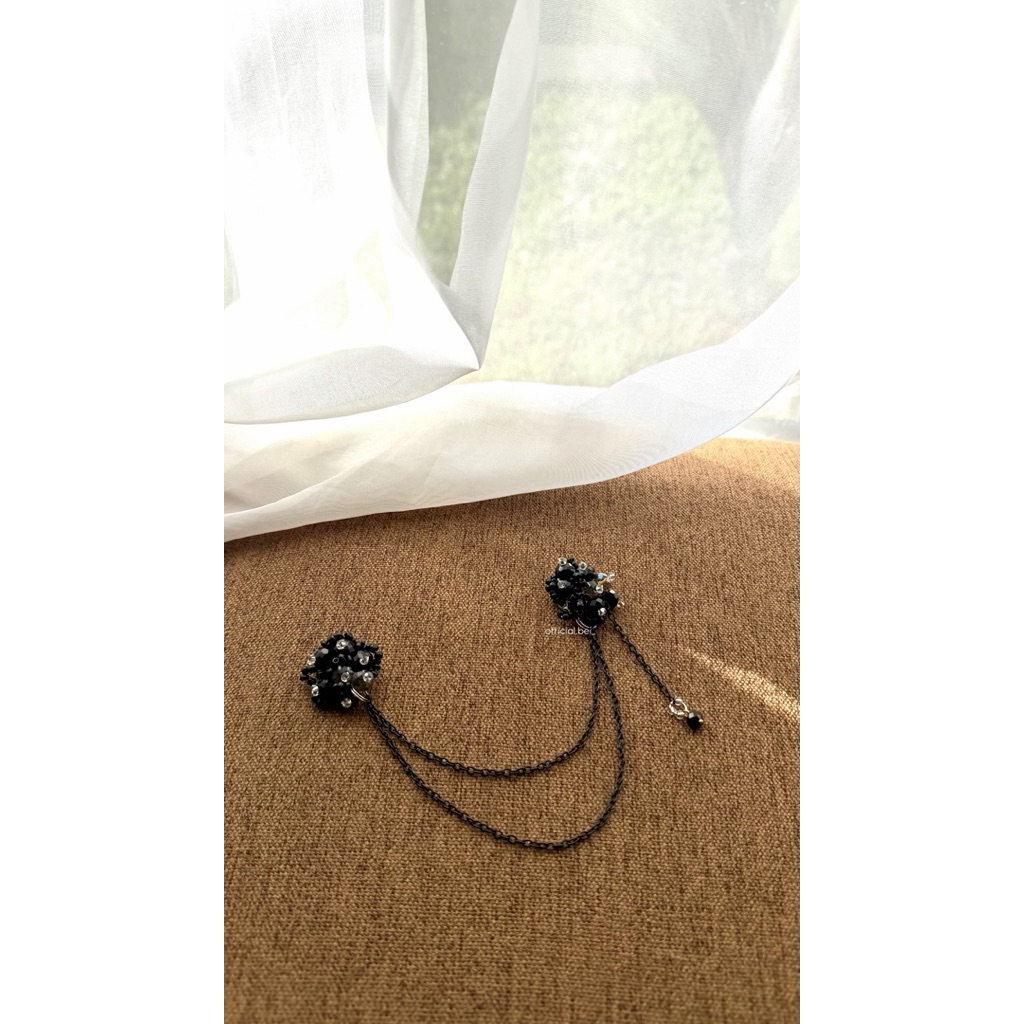 Brooch rantai black/bros kekinian/bros handmade/bros baju