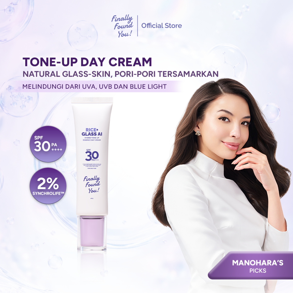 [Manohara's Pick] Finally Found You! RICE+ Glass AI Hybrid Tone-Up Essence Day Cream SPF 30 PA++++