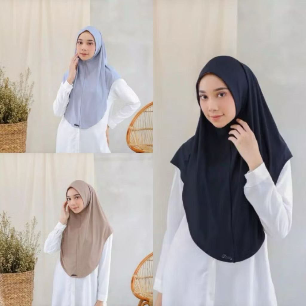 jilbab instan Jersey Tanpa pet / hijab instan bergo syria polos zaida instant/ jilbab terbaru kekini