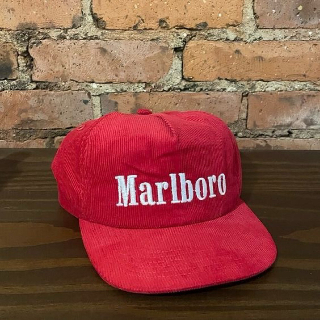 Marlboro Cap 90s / Topi Snapback Marlboro Korduroi Merah Unisex - Desain Klasik, Nyaman Dipakai