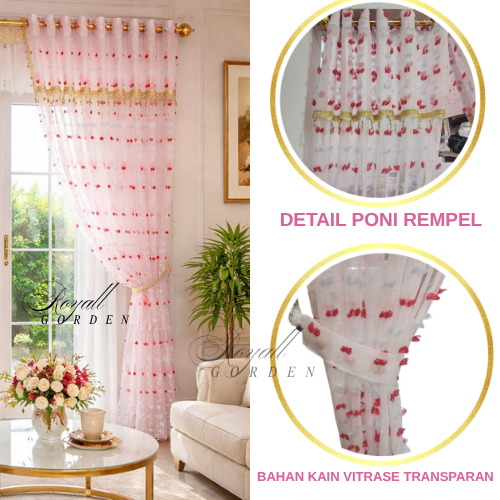 Gorden Jendela Smokring Vitrase Ruby 12 Ring 250cm x 140cm Polos Banyak Warna