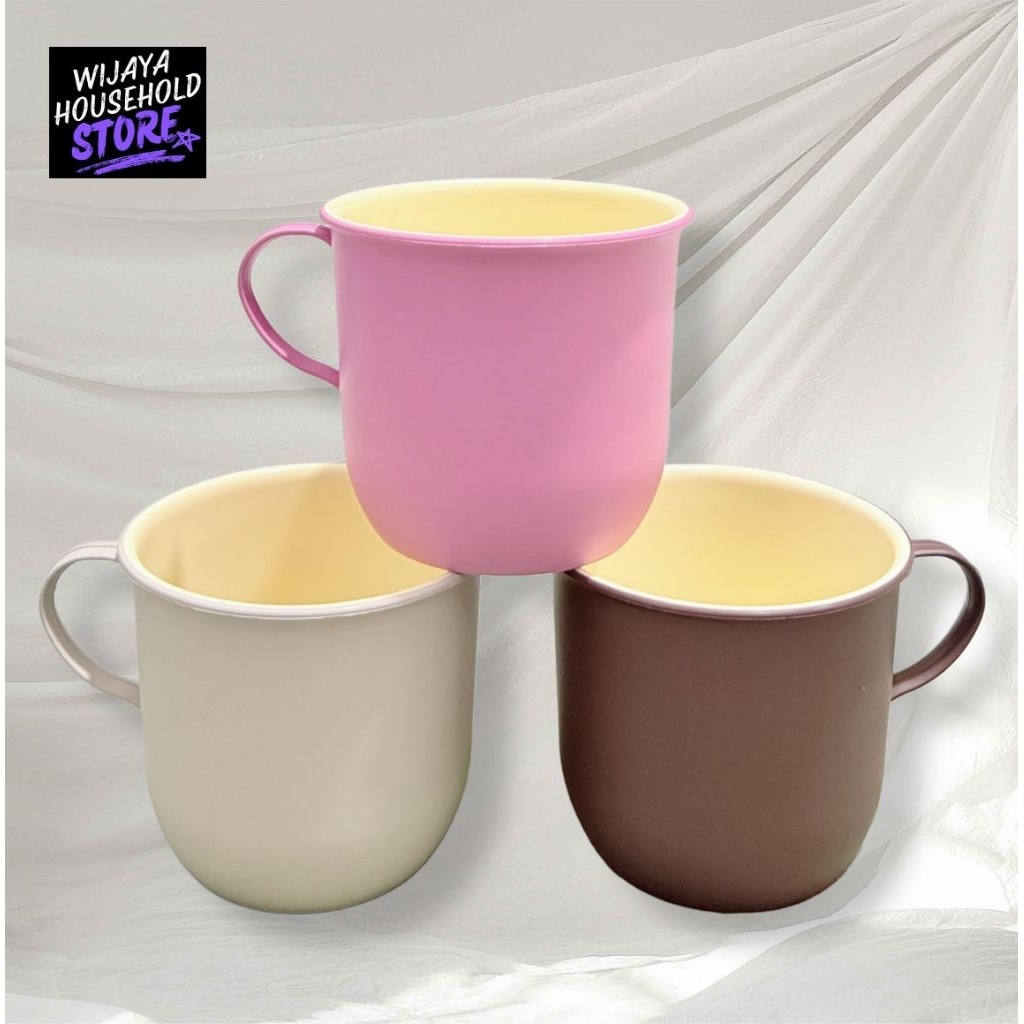 Gelas Plastik / Mug Plastik / Cangkir Kopi / Cangkir Plastik / Gelas Kopi Gagang / Gelas Plastik Gre