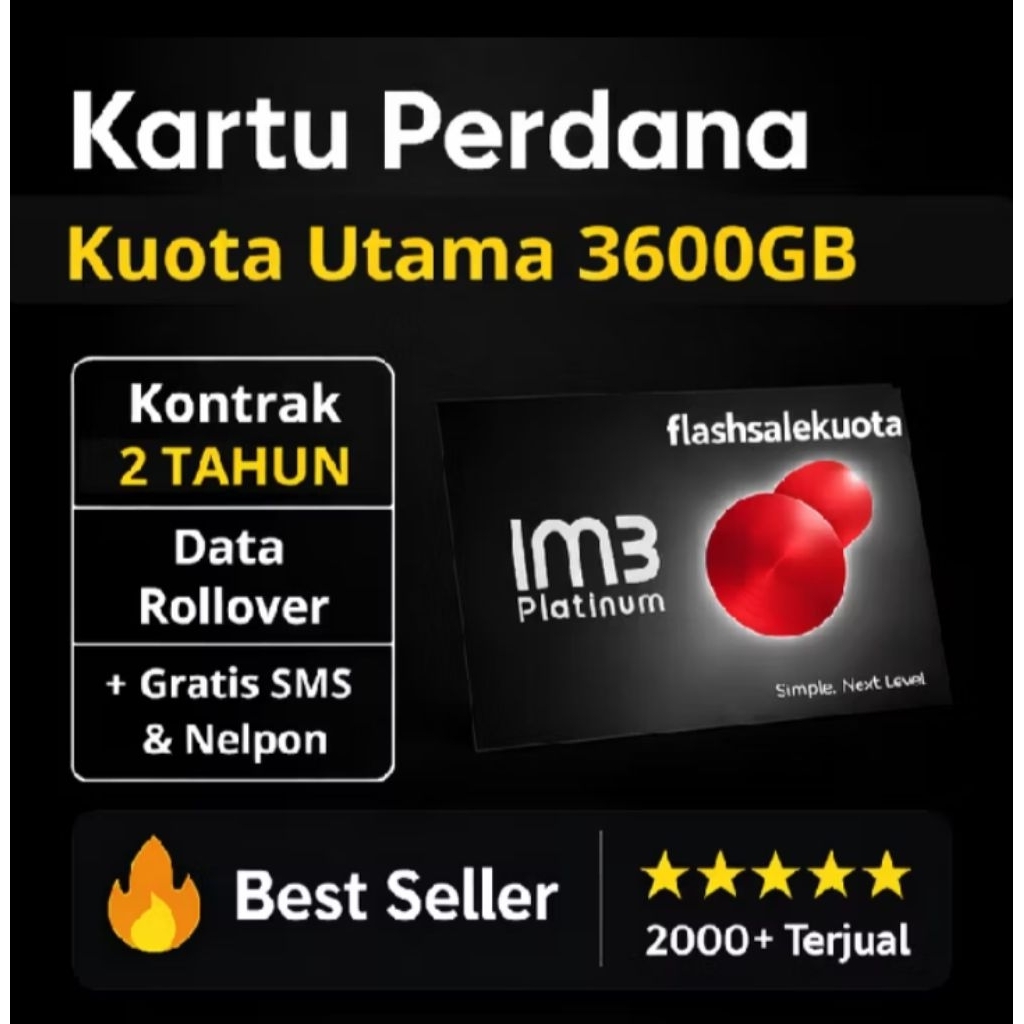 KARTU INDOSAT 3600 GB FULL 24 JAM 24 BULAN /KUOTA UNLIMITED/ PAKET DATA