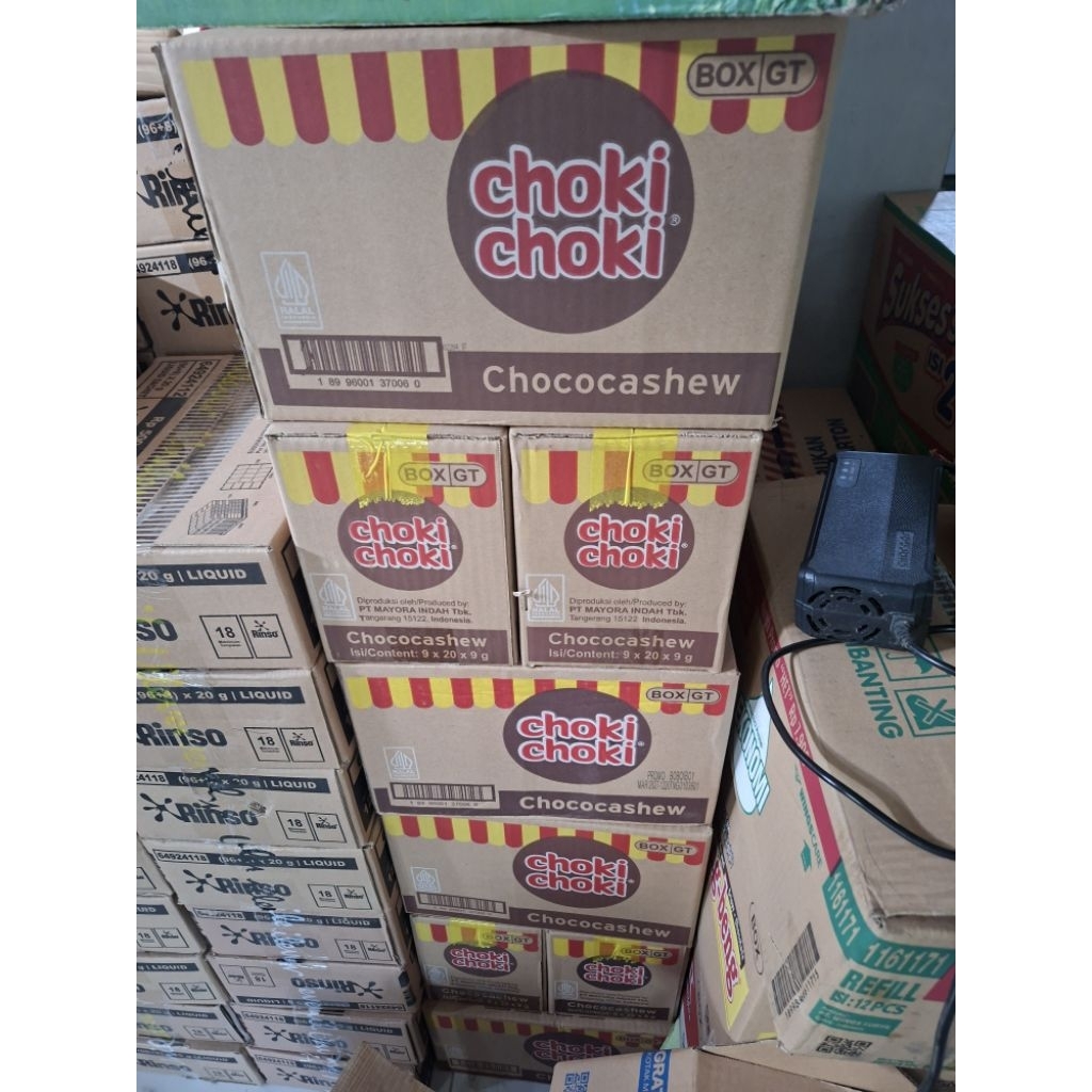 Choki Choki 1Dus Choco Cashew Isi 9 Box Bonus kartu boboboy- Coklat Pasta,